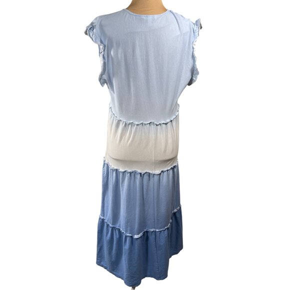 Speechless Cap Sleeve Maxi Dress Ombre Blue Size XXL Tiered Ruffle - Picture 3 of 6